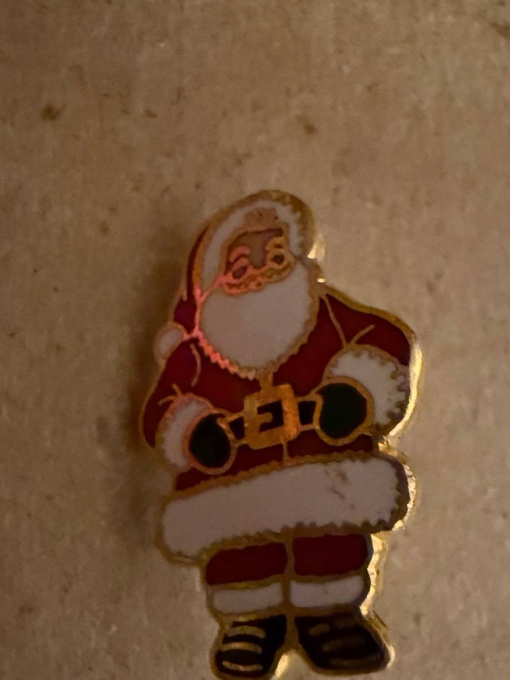 Santa Claus Red and White Enamel Brooch - Holiday Jewelry